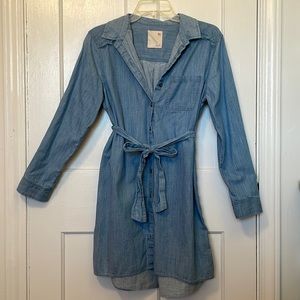 So Blue Shirt Dress tie waist M never worn